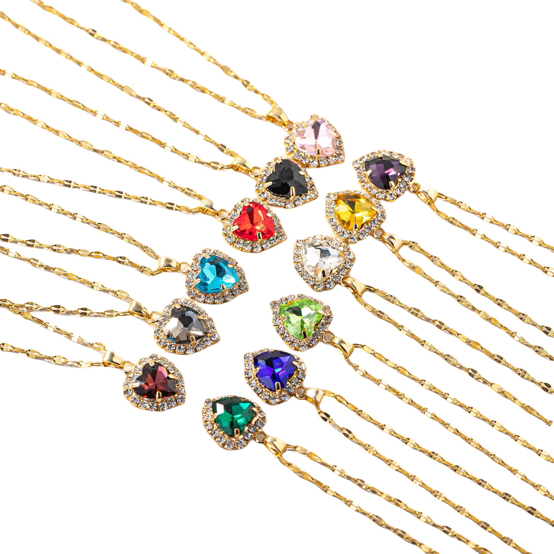 Wholesale Twelve Birthstone Necklace Micro-Inlaid Zirconia Heart-Shaped Clavicle Necklace